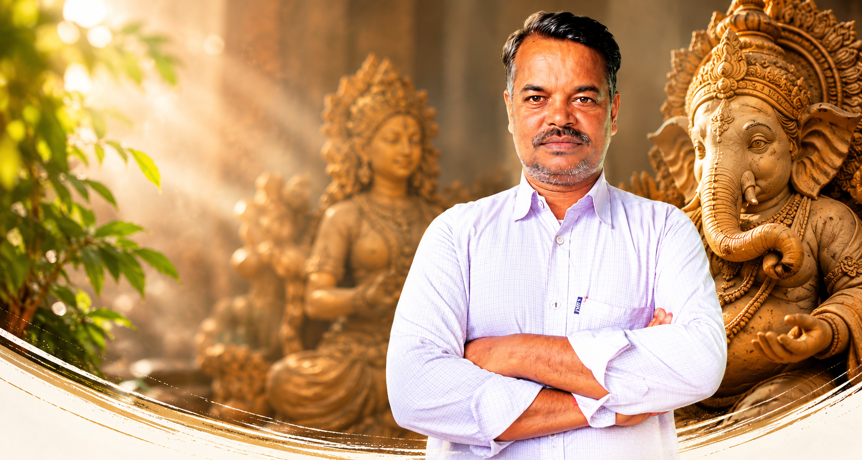 मनोज पंडित चाक पर मिट्टी का बर्तन बनाते हुए
